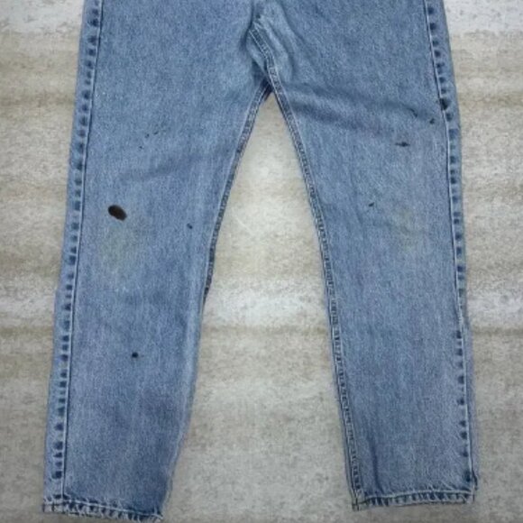 Carhartt Jeans Regular Straight Leg Fit Light Wash Leather Logo - Picture 5 of 6